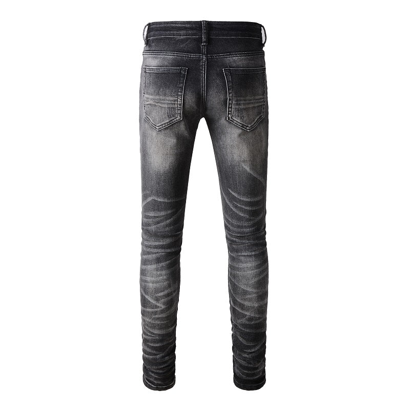 PREMIUM VELVET PATCH DENIM - DARK GREY