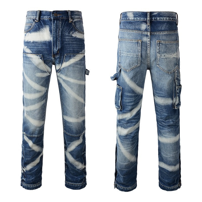 CARGO FLARE DENIM - SLASHED BLUE