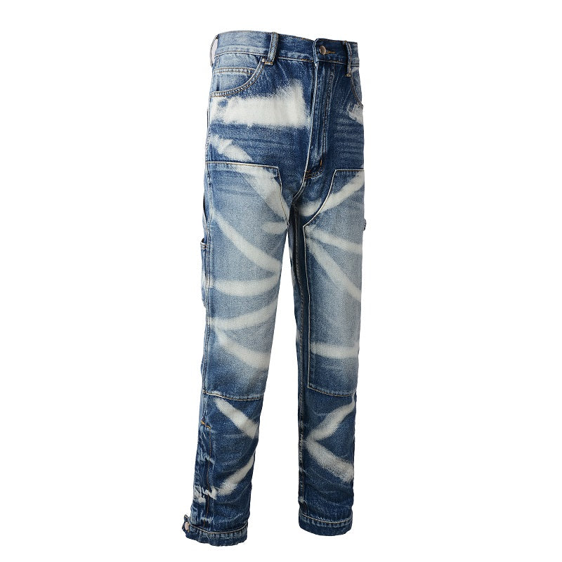 CARGO FLARE DENIM - SLASHED BLUE