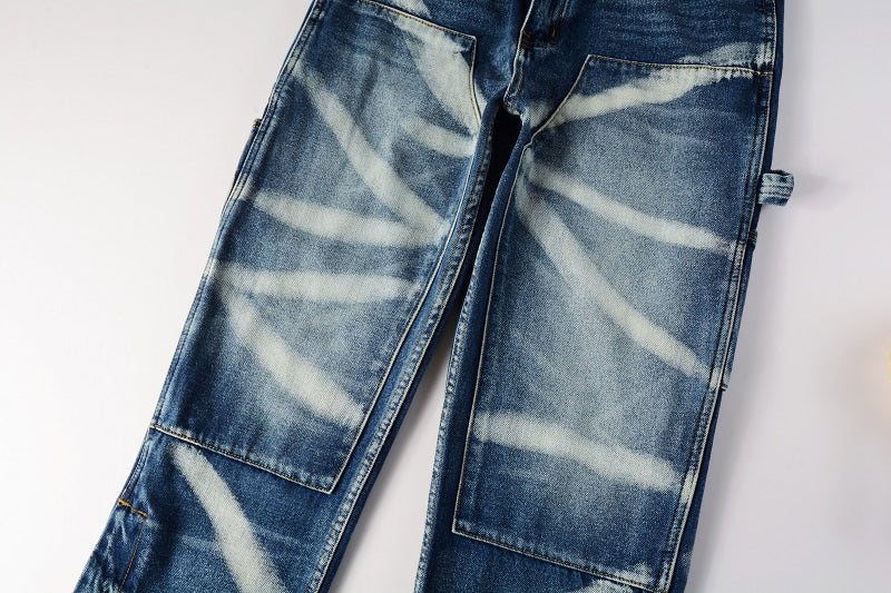 CARGO FLARE DENIM - SLASHED BLUE