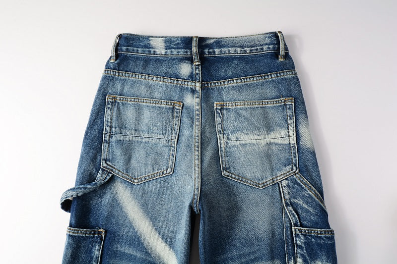 CARGO FLARE DENIM - SLASHED BLUE