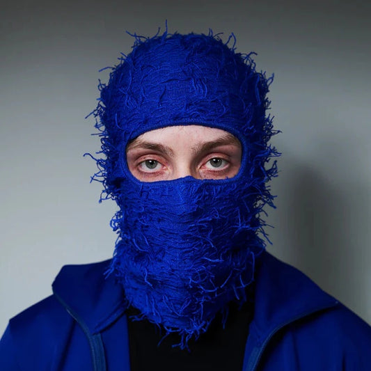 DISTRESSED SKI MASK - BLUE